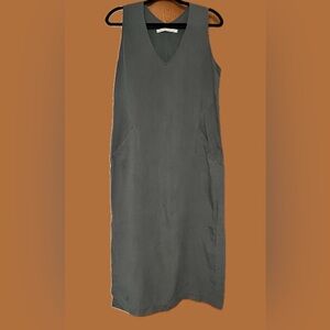 Micah Cohen Shades of grey midi dress loose sundress green-grey color | size S